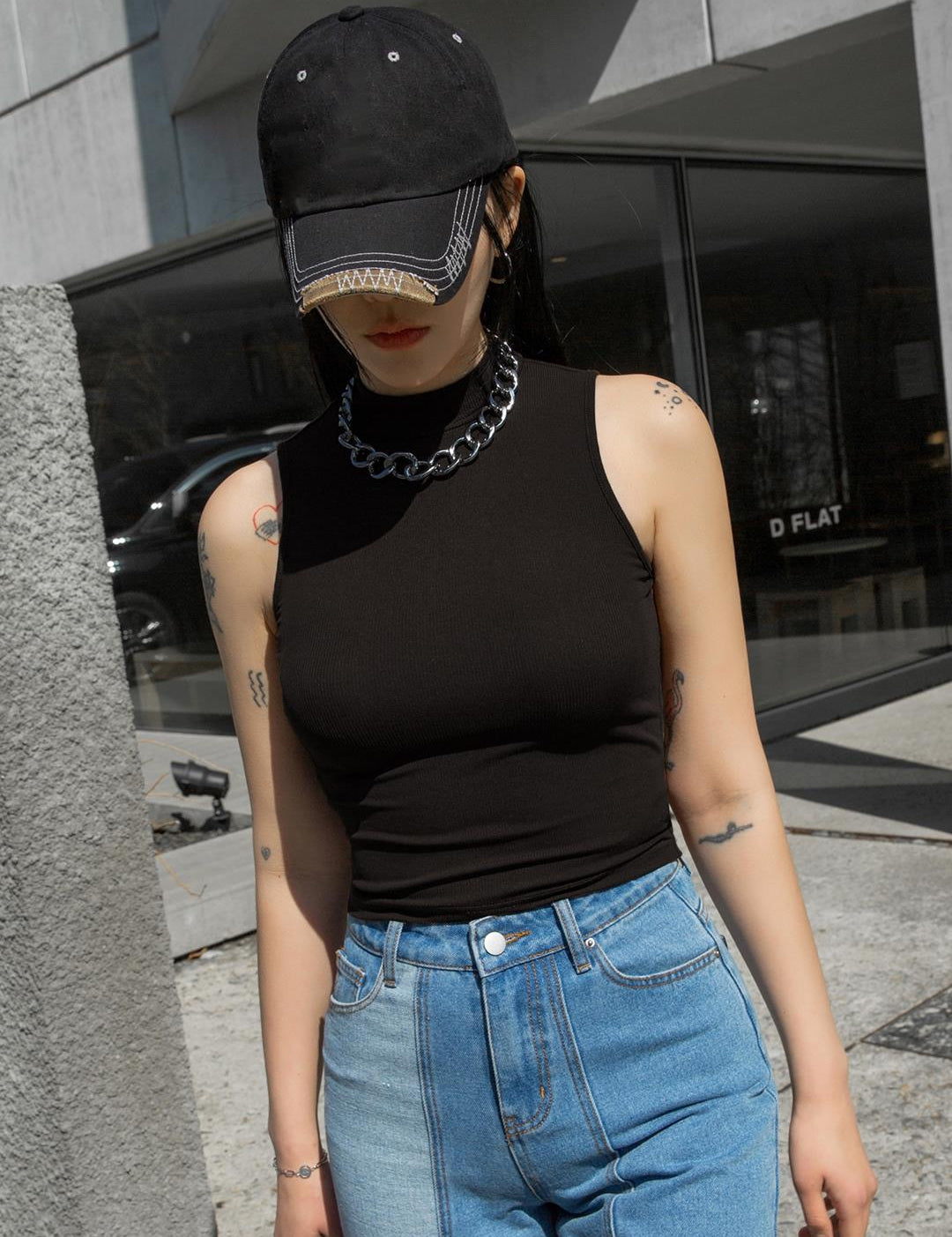 KOTTY Women's Solid Cynical Black Casual Top