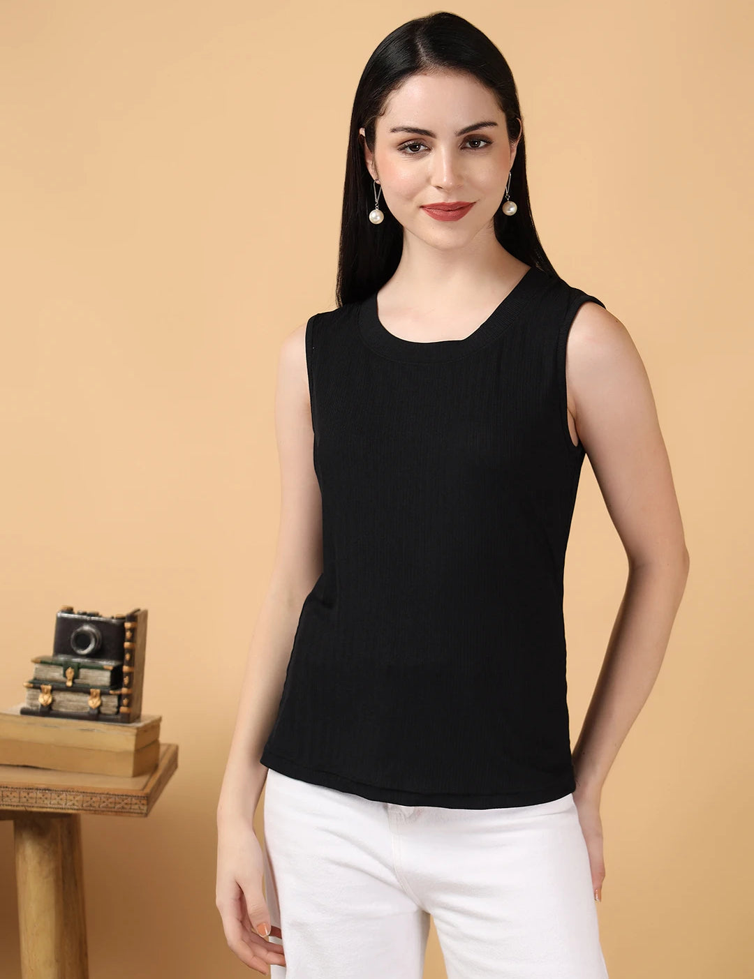 KOTTY Casual Solid Women Black Top 