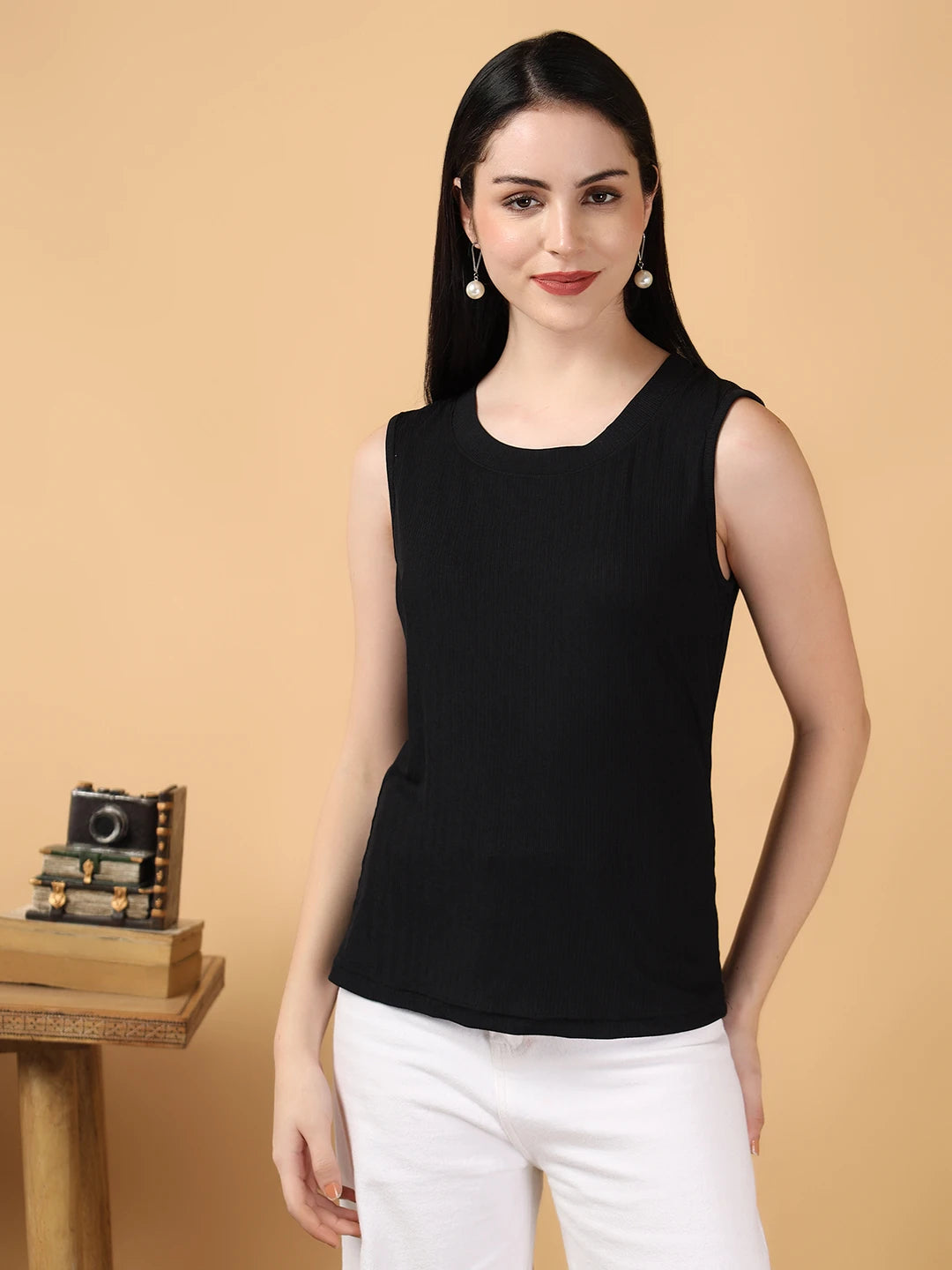 KOTTY Casual Solid Women Black Top 