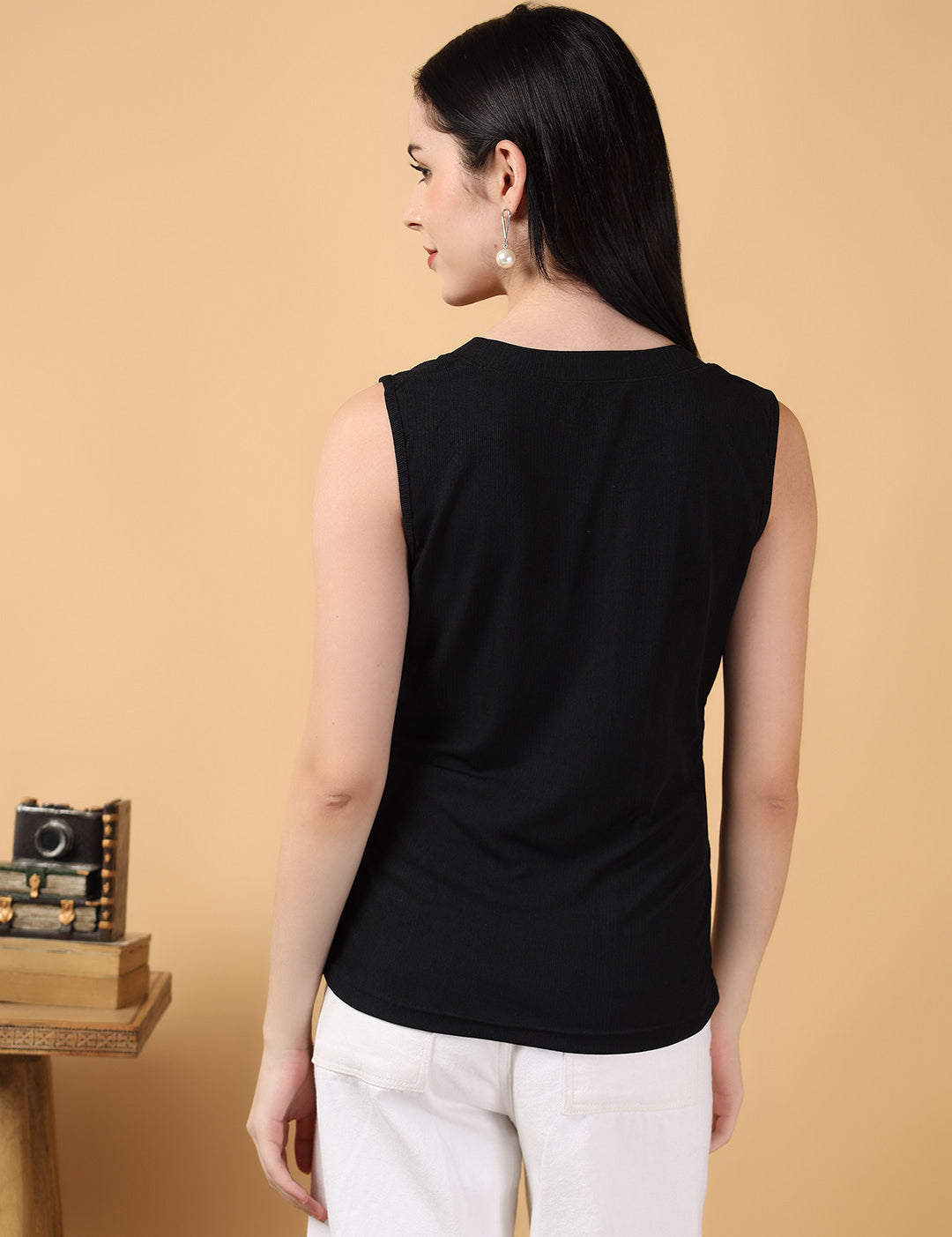 KOTTY Casual Solid Women Black Top 