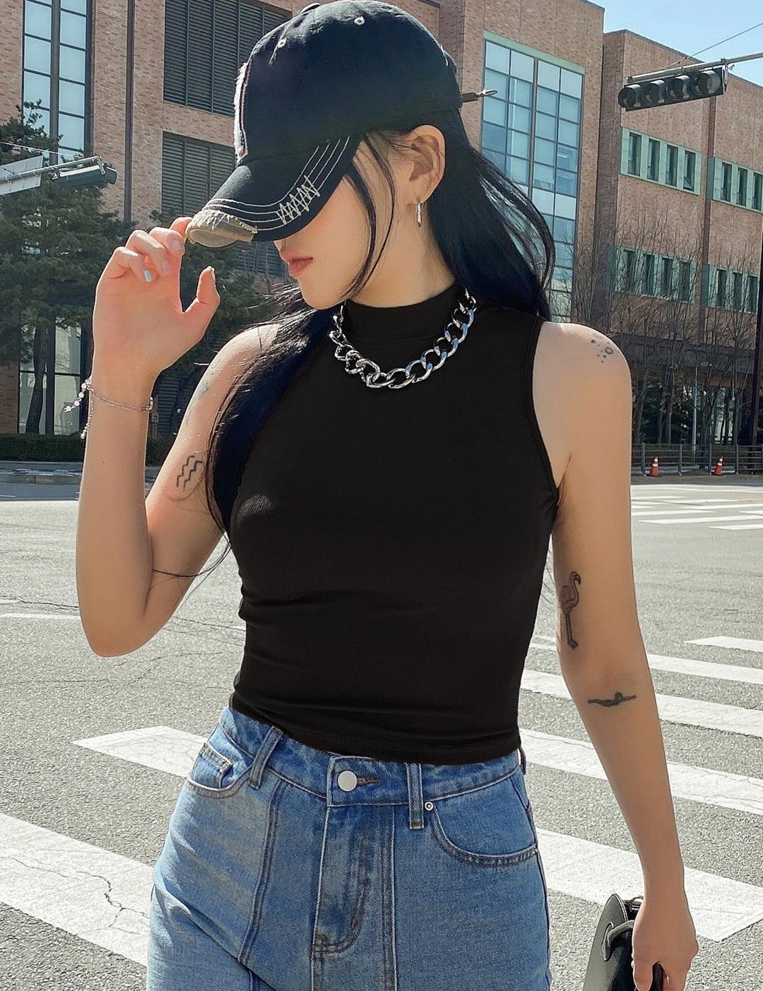 KOTTY Women's Solid Cynical Black Casual Top