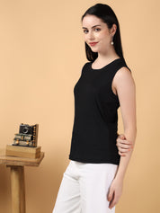 KOTTY Casual Solid Women Black Top 