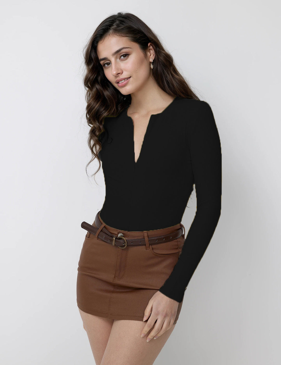 KOTTY Casual Solid Women Black Top 