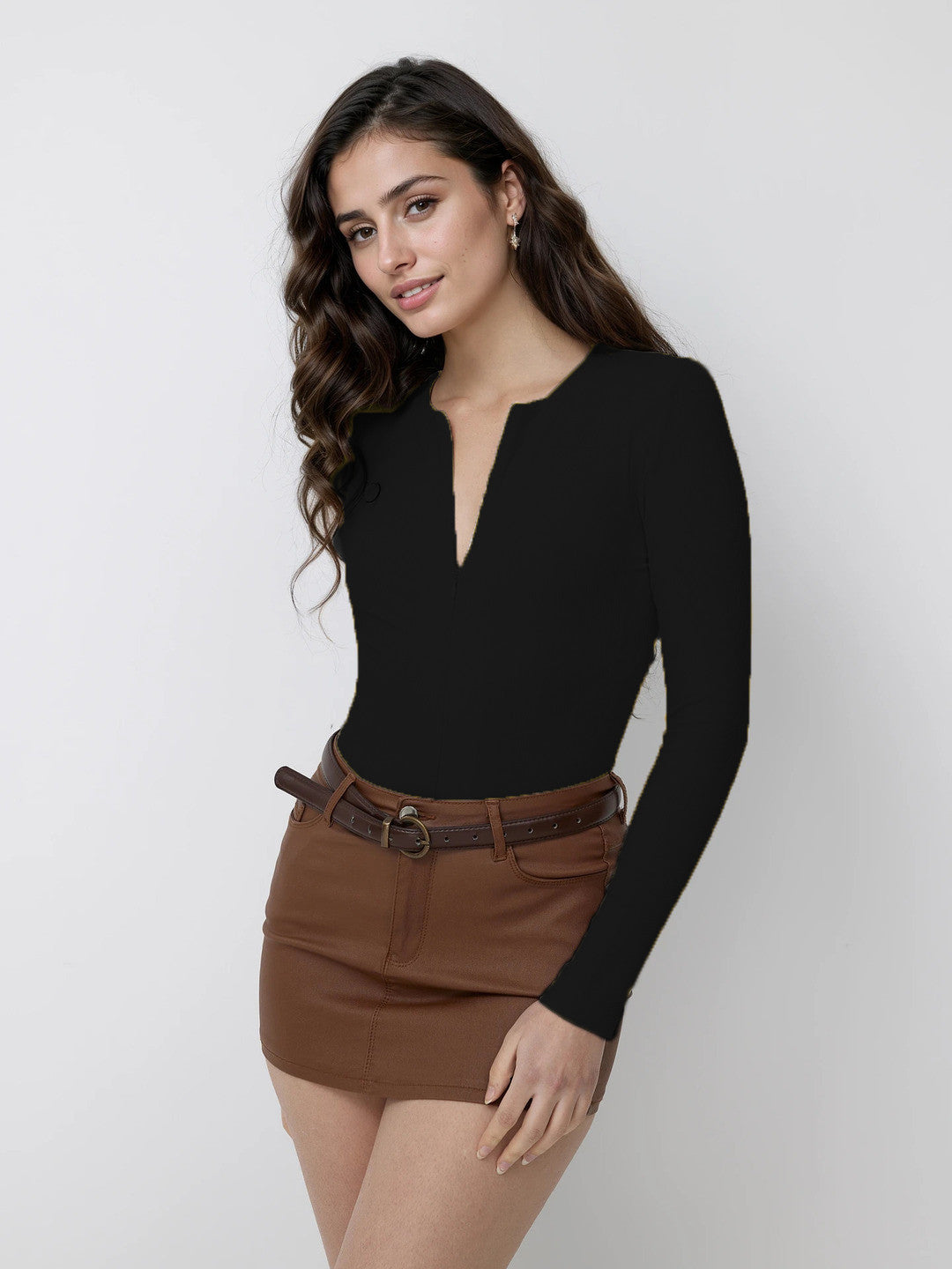KOTTY Casual Solid Women Black Top 