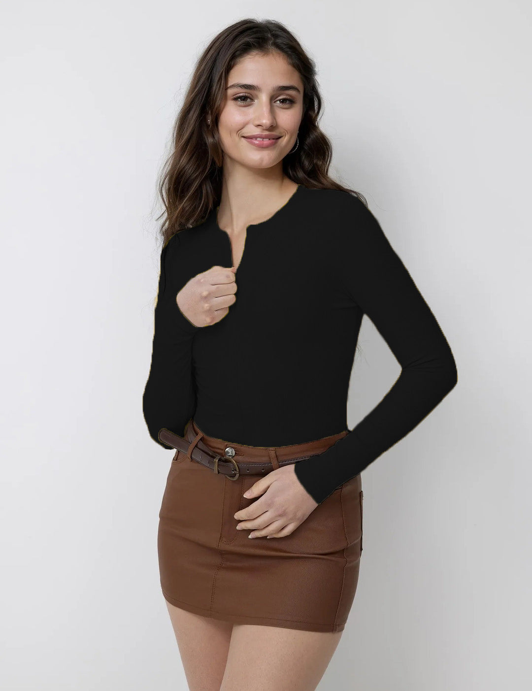 KOTTY Casual Solid Women Black Top 