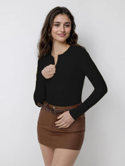 KOTTY Casual Solid Women Black Top 