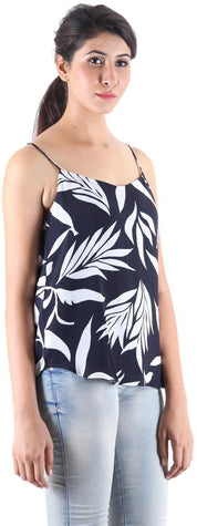 KOTTY Party Sleeveless Self Design Women Black Top 