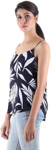 KOTTY Party Sleeveless Self Design Women Black Top 