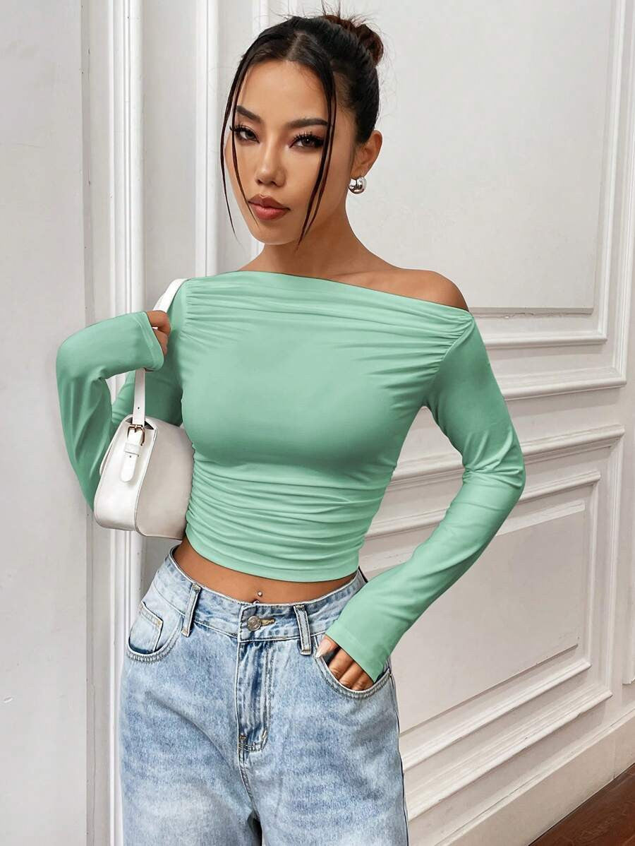 KOTTY Casual Solid Women Green Top 