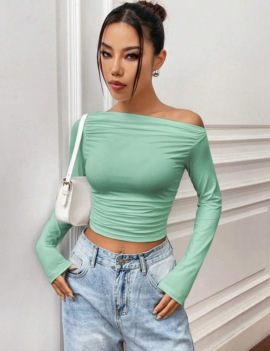 KOTTY Casual Solid Women Green Top 