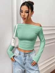 KOTTY Casual Solid Women Green Top 