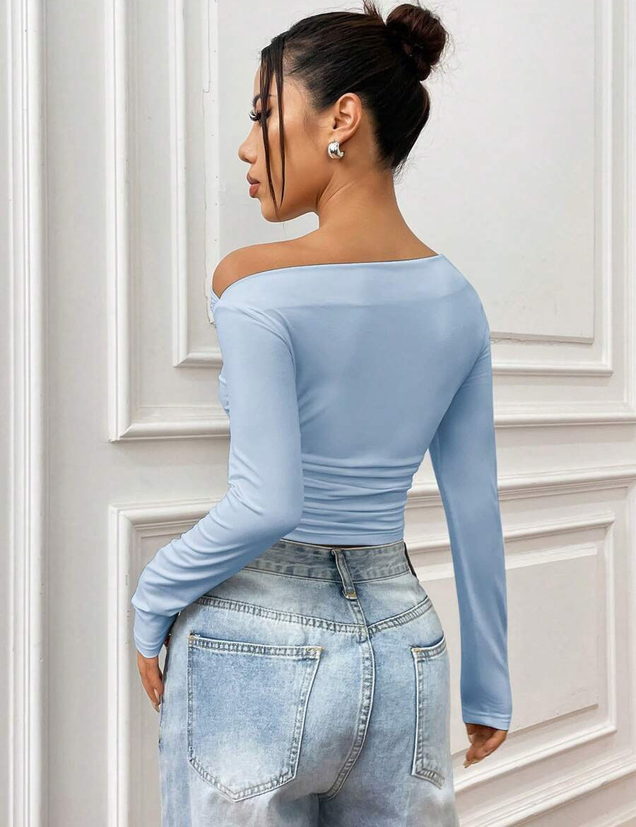 KOTTY Casual Solid Women Blue Top 