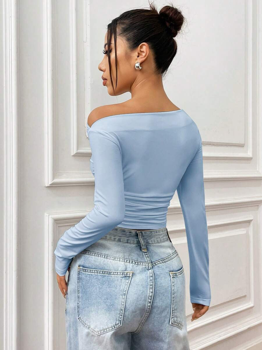 KOTTY Casual Solid Women Blue Top 