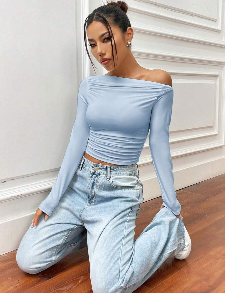 KOTTY Casual Solid Women Blue Top 