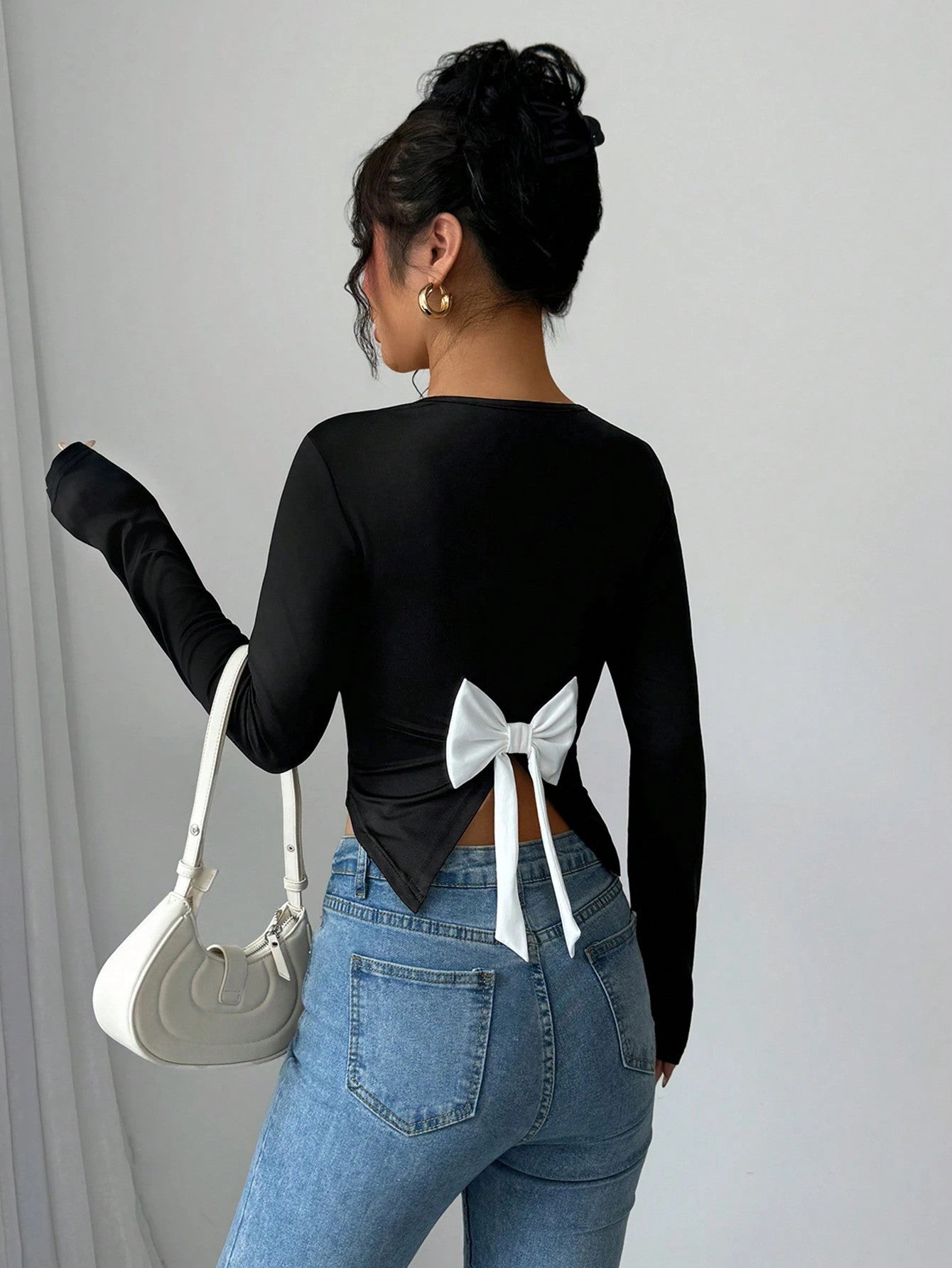 KOTTY Casual Solid Women Black Top 
