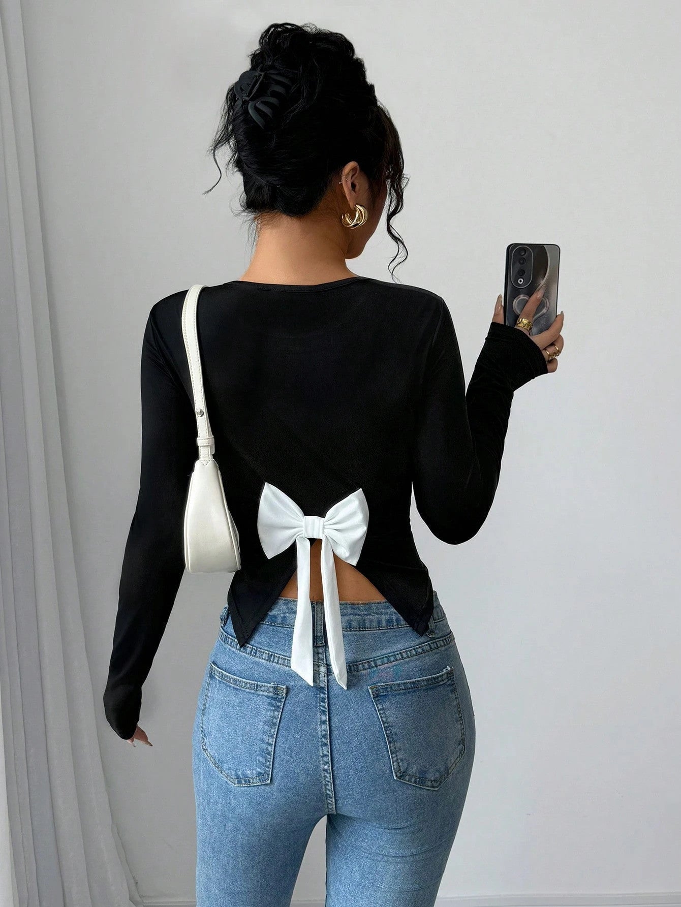 KOTTY Casual Solid Women Black Top 