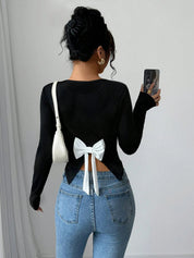 KOTTY Casual Solid Women Black Top 