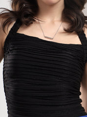 KOTTY Casual Solid Women Black Top 