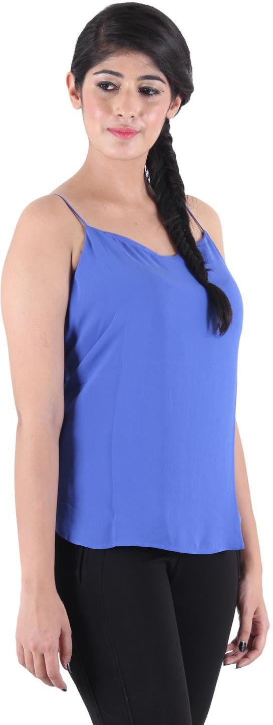 KOTTY Party Sleeveless Solid Women Light Blue Top 