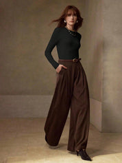 Women Solid Black Long Sleeve Slim Fit Top