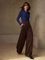 KOTTY Women Solid Royal Blue Long Sleeve Slim Fit Top