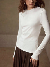 KOTTY Women Solid White Long Sleeve Slim Fit Top