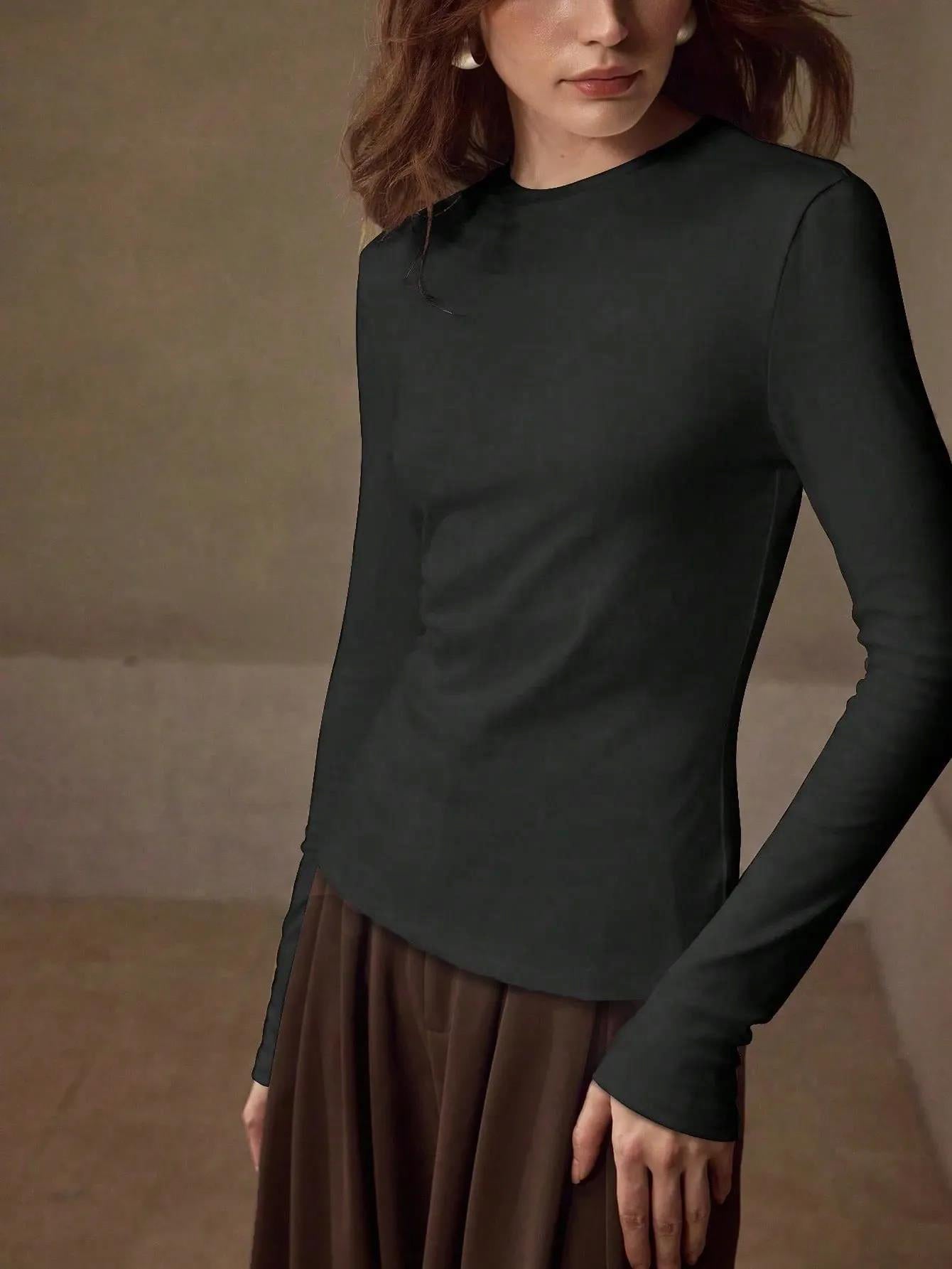 KOTTY Women Solid Grey Long Sleeve Slim Fit Top