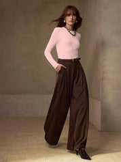 KOTTY Women Solid Baby Pink Long Sleeve Slim Fit Top