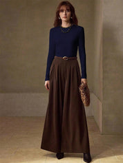 KOTTY Women Solid Navy Blue Long Sleeve Slim Fit Top