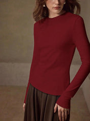 KOTTY Women Solid Maroon Long Sleeve Slim Fit Top