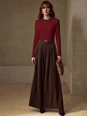 KOTTY Women Solid Maroon Long Sleeve Slim Fit Top