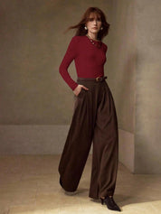 KOTTY Women Solid Maroon Long Sleeve Slim Fit Top