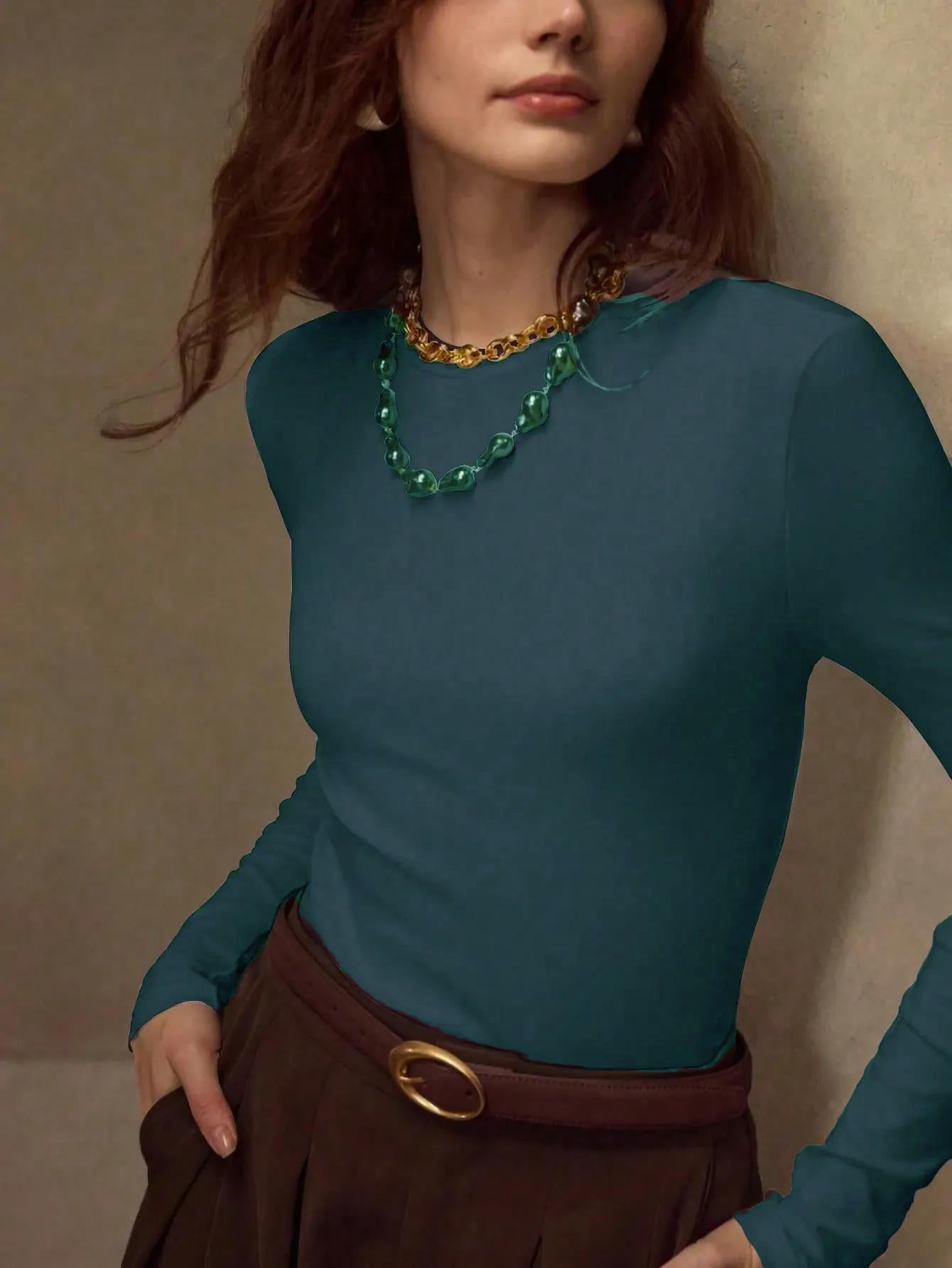 KOTTY Women's Sleeve Round Neck Casual Comfort Top