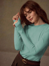 Women's Mint Green Long Sleeve Crew Neck Top