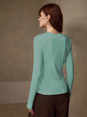 Women's Mint Green Long Sleeve Crew Neck Top