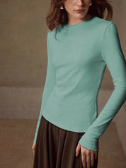 Women's Mint Green Long Sleeve Crew Neck Top