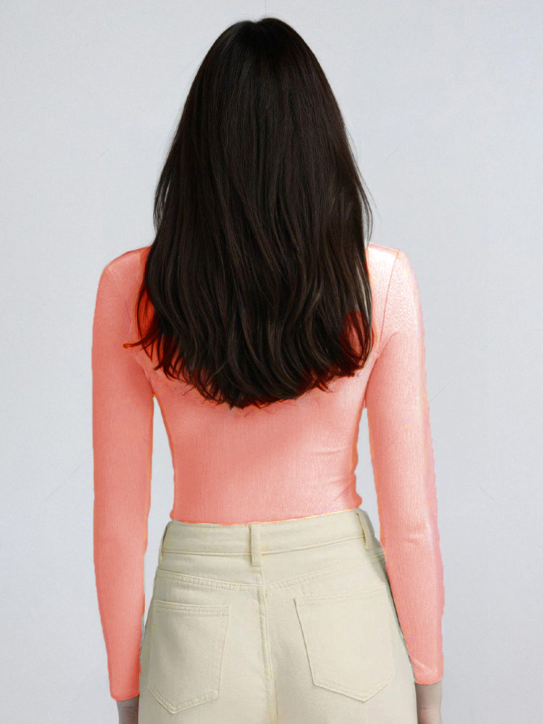 KOTTY Women's Blush Pink Long Sleeve Fitted Top