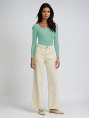 KOTTY Mint Green Ribbed Long Sleeve Top
