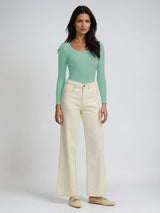 KOTTY Mint Green Ribbed Long Sleeve Top