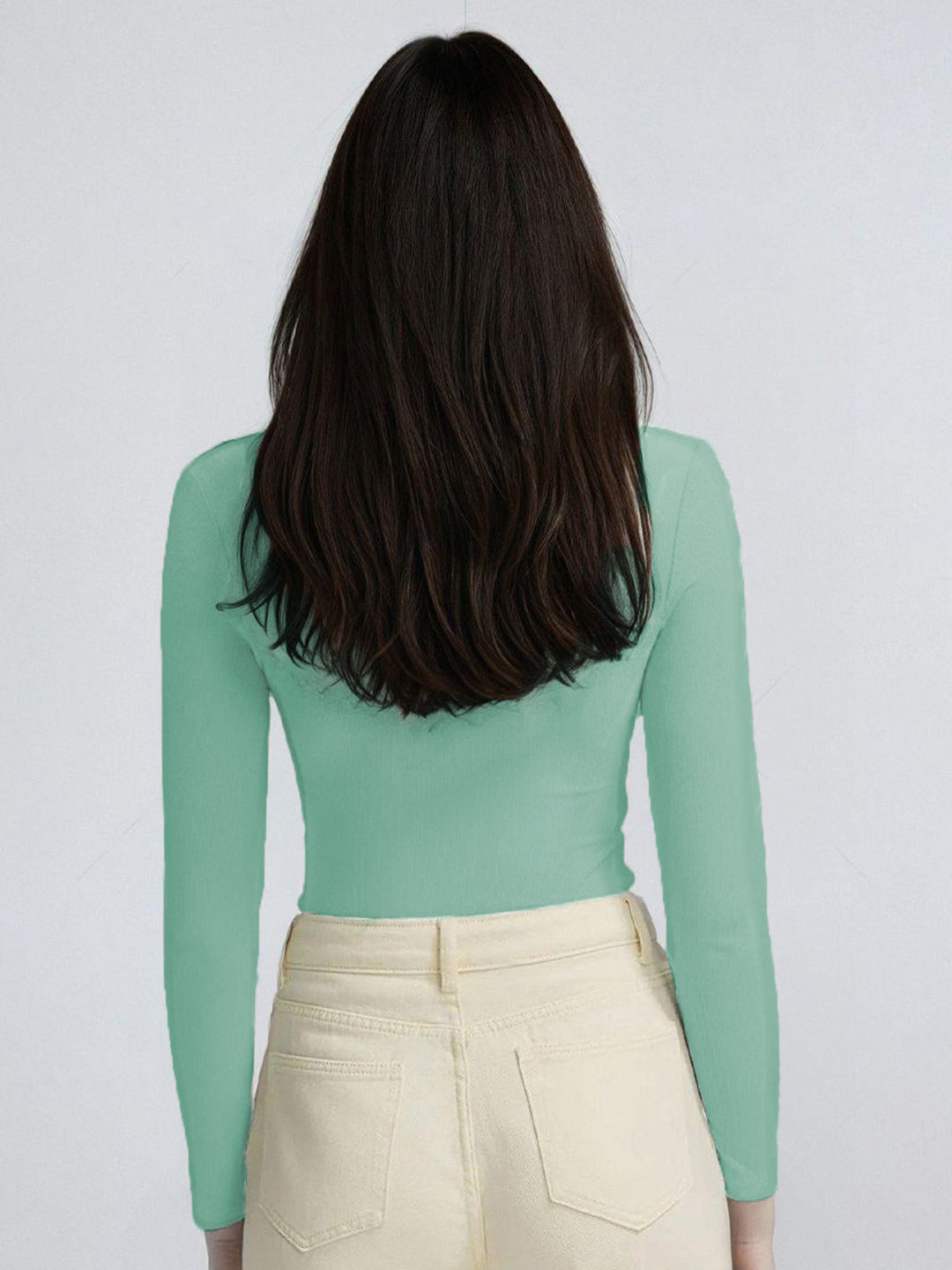 KOTTY Mint Green Ribbed Long Sleeve Top