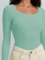 KOTTY Mint Green Ribbed Long Sleeve Top