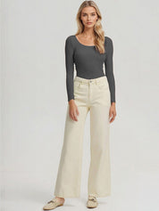 KOTTY Charcoal Grey Ribbed Long Sleeve Top
