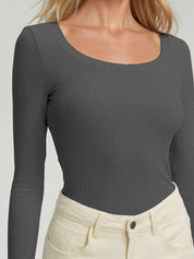 KOTTY Charcoal Grey Ribbed Long Sleeve Top
