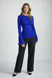 Women's Royal Blue Long Sleeve Fitted Top