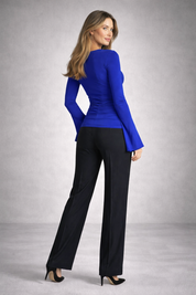 Women's Royal Blue Long Sleeve Fitted Top