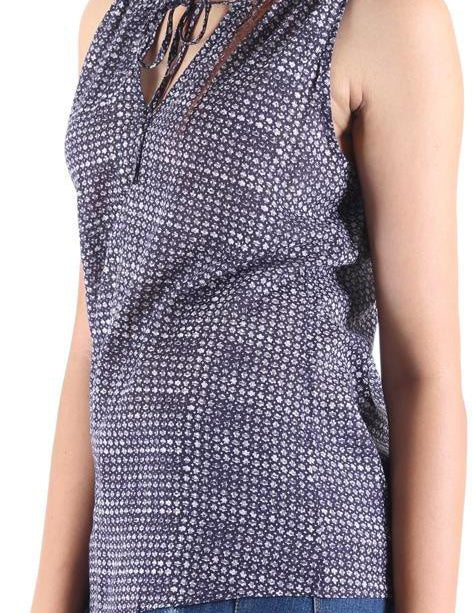 KOTTY Party Sleeveless Self Design Women Black Top 