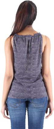 KOTTY Party Sleeveless Self Design Women Black Top 