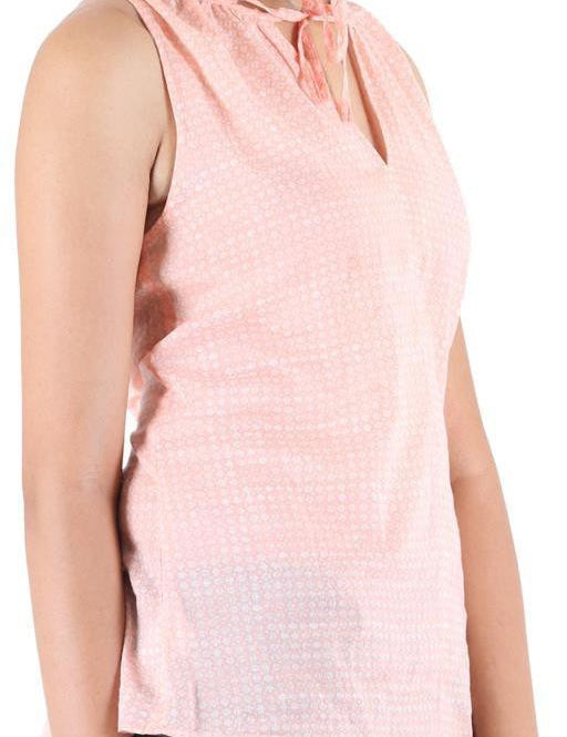 KOTTY Party Sleeveless Self Design Women Pink Top 