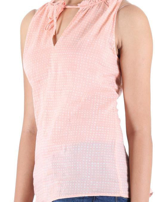 KOTTY Party Sleeveless Self Design Women Pink Top 