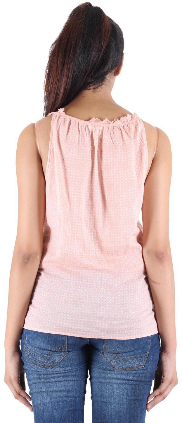 KOTTY Party Sleeveless Self Design Women Pink Top 
